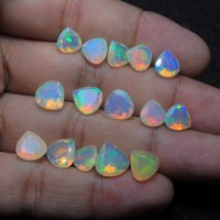 Ópalo Etíope Natural en Forma de Corazón de 5mm, Corte Facetado, con Juego de Color o Multifuego, para Fabricación de Joyas, Venta al Por Mayor