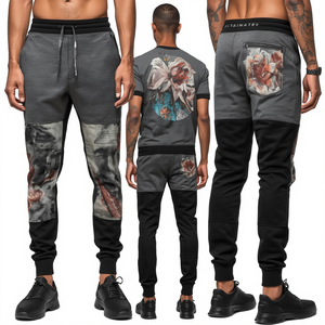 Pantalones de Lujo para Hombre, Diseño Contemporáneo, en Titanio Fusionado, con Estampado Mixto y Bordado en Algodón Pesado - Product Image 4
