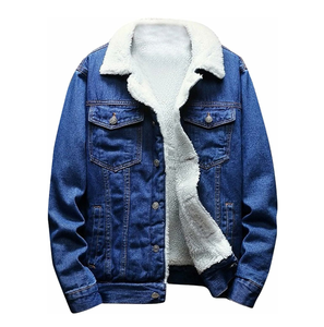 Vestes en jean personnalisées en gros pour hommes – Blouson vintage respirant en denim de coton uni pour l'hiver, style urbain - Product Image 2