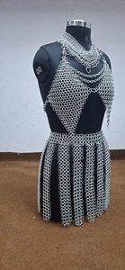 Conjunto de Armadura de Malla Metálica de Imitación Antigua para Mujer, Estilo Medieval Moderno, con Top, Collar, Sujetador y Falda de Aluminio - Product Image 3