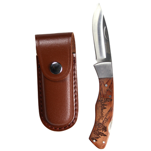 High-Quality 110 Outdoor Folding Hunting <b>Pocket</b> Knife Solid Wood Handle High Carbon Steel Blade Camping Knife OEM - Product Image 6