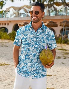 Custom Printed Polyester <b>Beach</b> <b>Shirts</b> <b>Men</b> Summer Hawaiian Style Breathable Plus Size Turn-down Collar Casual Short Sleeve Button - Product Image 2