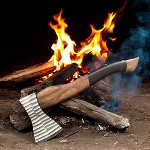 Custom <b>Hand</b> Forged Viking Axe | High Carbon Steel Blade, Brown Leather Wrapped Wood Handle Survival <b>Tool</b> With Leather Cover - Product Image 4