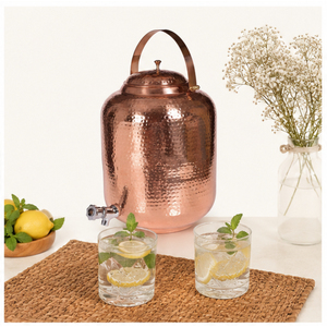 Dispensador de Agua de Cobre Puro Hecho a Mano, con Beneficios Ayurvédicos para la Salud, Tanque de Agua de Cobre, Olla para Agua Matki - Product Image 4