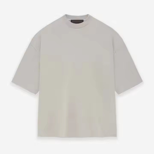 เสื้อยืดคอกลมแขนสั้นทรงโอเวอร์ไซส์สำหรับผู้ชาย ผ้าฝ้ายถัก 100% สีพื้นเรียบง่าย สวมใส่สบาย ทรงปกติ ดีไซน์เรียบ - Product Image 1
