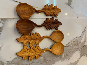 Vietnam Artisan Scoop Leaf Wooden Spoon Natural Wooden Material for Herb Spice Scoop Coffee Serving Kitchen <b>Table</b> Use - Product Image 2