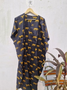 Women Animal Print Cotton <b>Kimono</b> Robe Loose Fit Beach Cover Up Lightweight Summer <b>Kimono</b> <b>Cardigan</b> Lounge Wear - Product Image 2