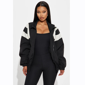 <b>Women's</b> <b>Black</b> Color Blocking Tracksuit Set Full Sleeve Zipper Jacket And <b>Leggings</b> Sporty Style Breathable Spring Wear - Product Image 3