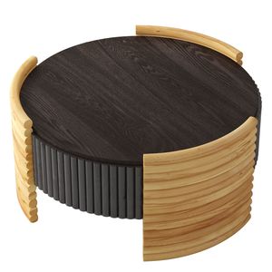 Tavolino da Caffè Moderno 80 cm con Finitura in Legno Naturale, Design a Strisce Colorate e Piano Ribaltabile con Vano Portaoggetti per Soggiorno e Appartamento - Product Image 5