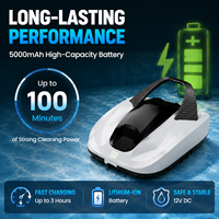 Robot aspirateur automatique sans fil pour piscine, nettoyeur de piscine robotisé avec système de filtration réglable de 10 à 100 μm