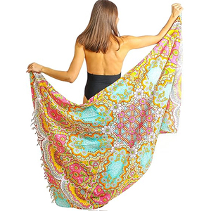 Pareo Sarong de Diseño Personalizado para Mujer, Cubrebaño de Playa Suave de Rayón Estampado, Ropa de Verano para Bikini, Venta al por Mayor OEM de Fábrica - Product Image 1