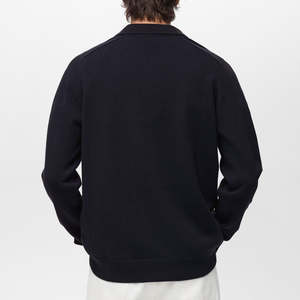 เสื้อโปโลผู้ชายแฟชั่น 100% ผ้าหนา 300 GSM พิมพ์ลายโลโก้แบบ DTF สีน้ำเงินกรมท่า ผ้าปิเก้ สำหรับผู้ชาย - Product Image 2