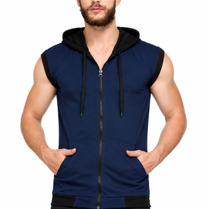 Chaleco con Capucha sin Mangas Premium para Hombre, Ropa Deportiva Personalizada para Gimnasio, Color Sólido, Ligero, con Cierre, Sudadera con Capucha para Entrenamiento, Sudadera de Alto Rendimiento 100% - Product Image 2
