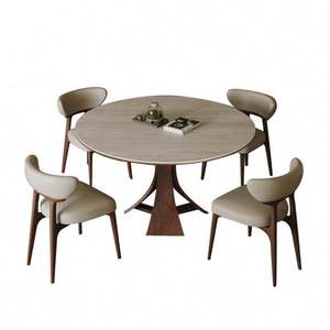 Daystar Trade Modern <b>Coffee</b> <b>Table</b> Curved Pedestal <b>Legs</b> Solid Wood Rock Board Finish Elegant Living Room Furniture <b>for</b> Cafe Use - Product Image 2