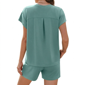 Women's <b>Sets</b> Custom Logo Polyester/ Cotton T-shirts And Shorts Summer 2 Piece <b>Sets</b> Women's <b>Sets</b> Summer To Wear Outdoor Wear - Product Image 2