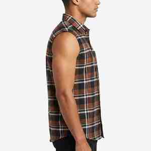 เสื้อเชิ้ตผ้าฝ้ายลายสก็อตแขนกุดสำหรับผู้ชาย คอปกติดกระดุม สวมใส่สบายๆ ในฤดูใบไม้ร่วง เนื้อผ้าระบายอากาศได้ดี เสื้อเชิ้ตผ้าสก็อตสำหรับผู้ชาย - Product Image 3