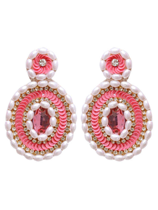 ต่างหูเม็ดกลมลูกปัดดีไซน์คลาสสิกประดับเลื่อมและลูกปัดสำหรับผู้หญิงเด็กผู้หญิงเครื่องประดับแฟชั่นทำด้วยมือปักจากอินเดีย - Product Image 3