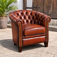 Fauteuil Chesterfield de luxe en cuir véritable, capitonné, fauteuil club moderne, fauteuil d'appoint pour salon, mobilier de hall d'hôtel