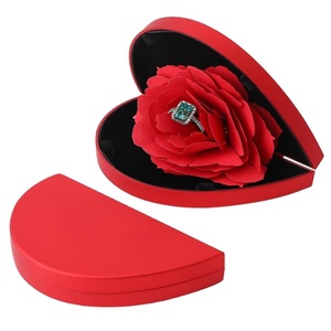 ELVROGEST SA Heart Shape Ring <b>Box</b> with Preserved Red Rose Velvet Jewelry Gift Romantic Valentine <b>Present</b> for Women Wife - Product Image 1