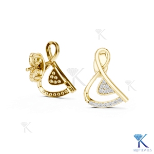 <b>Ribbon</b> Stud Earrings Butterfly 14K 18K Solid Gold Fine Women Minimalist <b>Wedding</b> Party Jewelry Manufacturer - Product Image 1