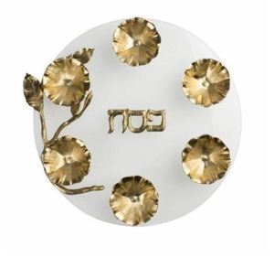 Plateau de Seder tendance en forme de branche de grenade, fait main, doré, Judaica, pour la Pâque, décoration de table de fête - Product Image 2