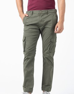 Pantalon cargo à jambes larges en coton 100% imperméable Smart Fit avec taille élastique - Product Image 1