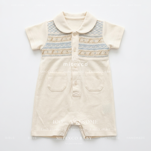 Romper de Bebé de Manga Larga con Bordado de Oso, en Algodón de Alta Calidad - Product Image 1