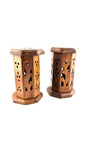 Hand-Made Sandalwood Incense Burner Hexagonal Aromatic Wood Cone Holder for Diffuser Aromatherapy wooden burner Use All-Season - Product Image 2