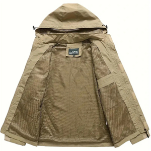 Detachable Hood Windproof <b>Mens</b> <b>Denim</b> <b>Jacket</b> Outdoor Casual Multi Pocket Stylish Coat - Product Image 2