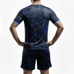 Custom Sublimated Soccer Jersey Set Unisex V-Neck Short Sleeve Geometric Print Player Name Moisture Wicking Garment Dyed - Product Image 3