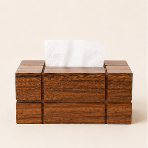 Boîte à mouchoirs en bois massif de noyer, artisanale et écologique, pour la décoration du salon ou du bureau - Product Image 1