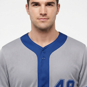 Maillot de baseball personnalisé pour homme en 100 % coton, maille respirante, séchage rapide, logo frontal, boutons, sergé, uniforme d'équipe, OEM - Product Image 3