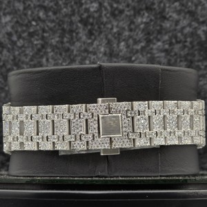 Reloj Automático con Diamantes Moissanite para Hombre y Mujer, Chapado en Blanco, Claridad VVS, Esfera Romana Totalmente Adornada, Correa Redonda de Acero Inoxidable de 20 mm - Product Image 2