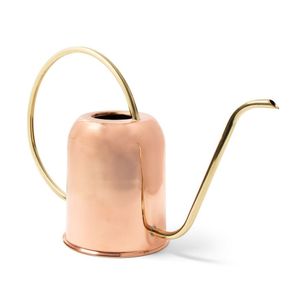 Luxury Gold & Copper Finish Iron Watering Can Long Spout Gold handle <b>garden</b> accessories Durable Gardening Outdoor Indoor - Product Image 1