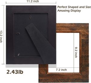 Wooden Picture <b>Frame</b> Wood Plank Design <b>with</b> Rustic Brown Finish Wall <b>Mounting</b> or Tabletop Display, Handmade Photo <b>Frame</b> - Product Image 2