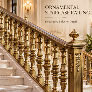 Imperial Bronze Stair <b>Railings</b> Balustrade with Embossed Newel Posts, Turned Spindles and Crown Finials for Grand Interiors - Product Image 1