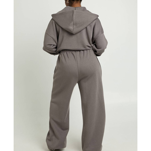 Ensemble de survêtement sportif 2 pièces pour femme 2026 – Veste zippée et pantalon large style Hip Hop – Coton et polyester légers - Product Image 2