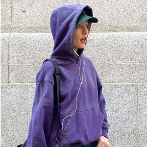 Vintage Acid Wash Hoodie Custom Heavyweight Cotton Pullover With Pocket Mineral Washed <b>Sweatshirt</b> <b>Retro</b> Casual Streetwear - Product Image 4