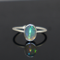 Bague ajustable en argent sterling 925 plaqué, style minimaliste, opale de feu éthiopienne naturelle, forme ovale, bijoux pour femmes