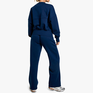 Custom Women's Winter Solid Hooded Cargo Tracksuit <b>Set</b> High Neck Crop Top and <b>Joggers</b> 2 Piece <b>Matching</b> Pockets Casual Outfit - Product Image 2