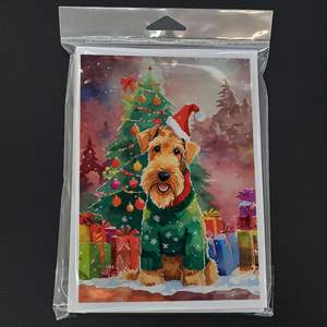 Whimsical Airedale Terrier Tarjetas de felicitación de Navidad Paquete de 8 tarjetas de nota en blanco con sobres A7 Tamaño 5x7 - Product Image 3