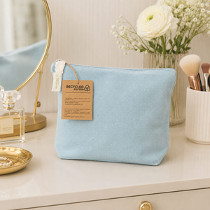 Recycled Cotton Cosmetic Zipper Pouch | Eco Friendly Makeup Organizer Bag | Travel <b>Toiletry</b> <b>Storage</b> Case Sustainable Gift Pouch - Product Image 2