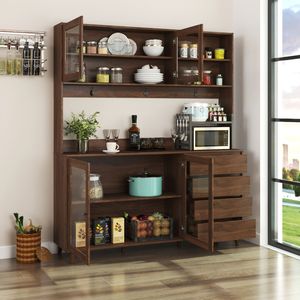 Mobile dispensa da cucina autoportante grande da 63 pollici con 4 ante e 4 cassetti, mobiletto per microonde, set di 4 pezzi - Product Image 2