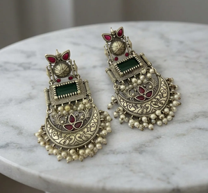Pendientes Colgantes de Ágata de Estilo Bohemio Tribal Étnico Indio de Plata Oxidada al por Mayor, Joyería de Moda Antigua para Mujer - Product Image 4