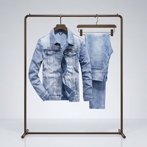 Nouvel ensemble deux pièces en jean délavé coupe droite léger ignifuge pour tenue de travail décontractée avec impression personnalisée sous marque privée 2026 - Product Image 1