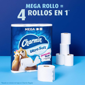 CharminUltra Soft Super Mega 2-Ply Toilet <b>Paper</b> <b>Rolls</b>, 4" x 4-1/2", White, 366 Sheets Per <b>Roll</b>, Pack of 9 <b>Rolls</b> - Product Image 5
