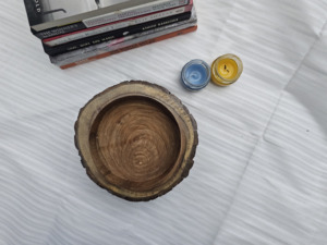 Cuenco de Madera Natural Hecho a Mano para Velas |   Recipiente Decorativo Rústico para el Hogar para Halloween y Acción de Gracias - Product Image 5