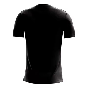 T-shirt pour homme à manches courtes, imprimé par sublimation, col rond, coupe ajustée, séchage rapide, en polyester tricoté, motif à pois sportif, noir et jaune - Product Image 2