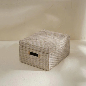 Unique Rattan <b>Baskets</b> Vietnam Woven Natural Rattan Rectangle Shaped with Lid <b>Basket</b> Hand <b>Wicker</b> Rattan <b>Baskets</b> Wholesale - Product Image 1