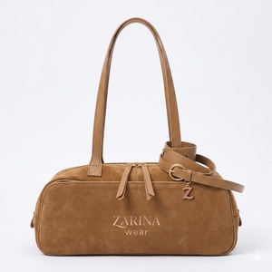 Womens Genuine Leather Water Resistant <b>ZIP</b> Closure Matte Finish Retro Bowling Style Crossbody Handbag for Fall & Winter - Product Image 1